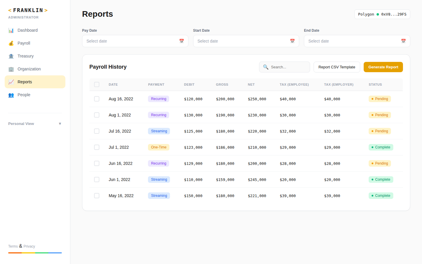 Franklin Payroll - Reports